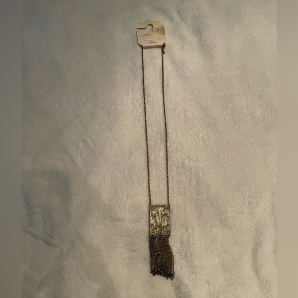 Blue and gold long fringe necklace NWT - Picture 6 of 7